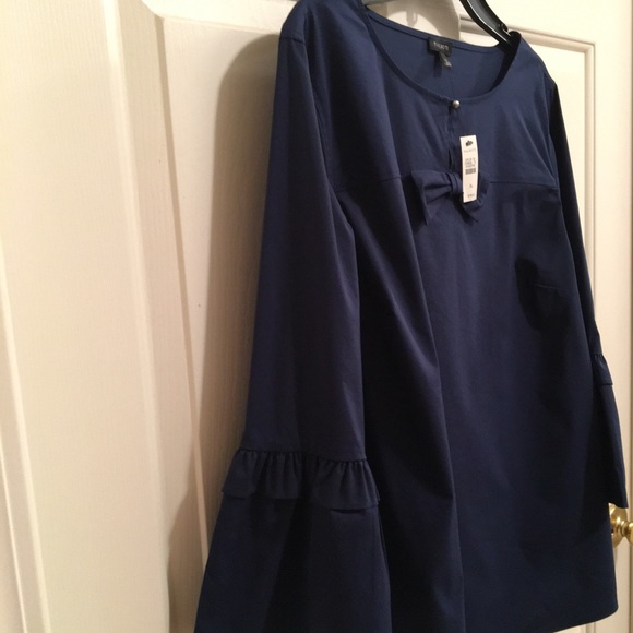 🟡TALBOTS NWT AUTHENTIC NAVY BLUE QUARTER LENGTH RUFFLE SLEEVES BLOUSE - Picture 5 of 8